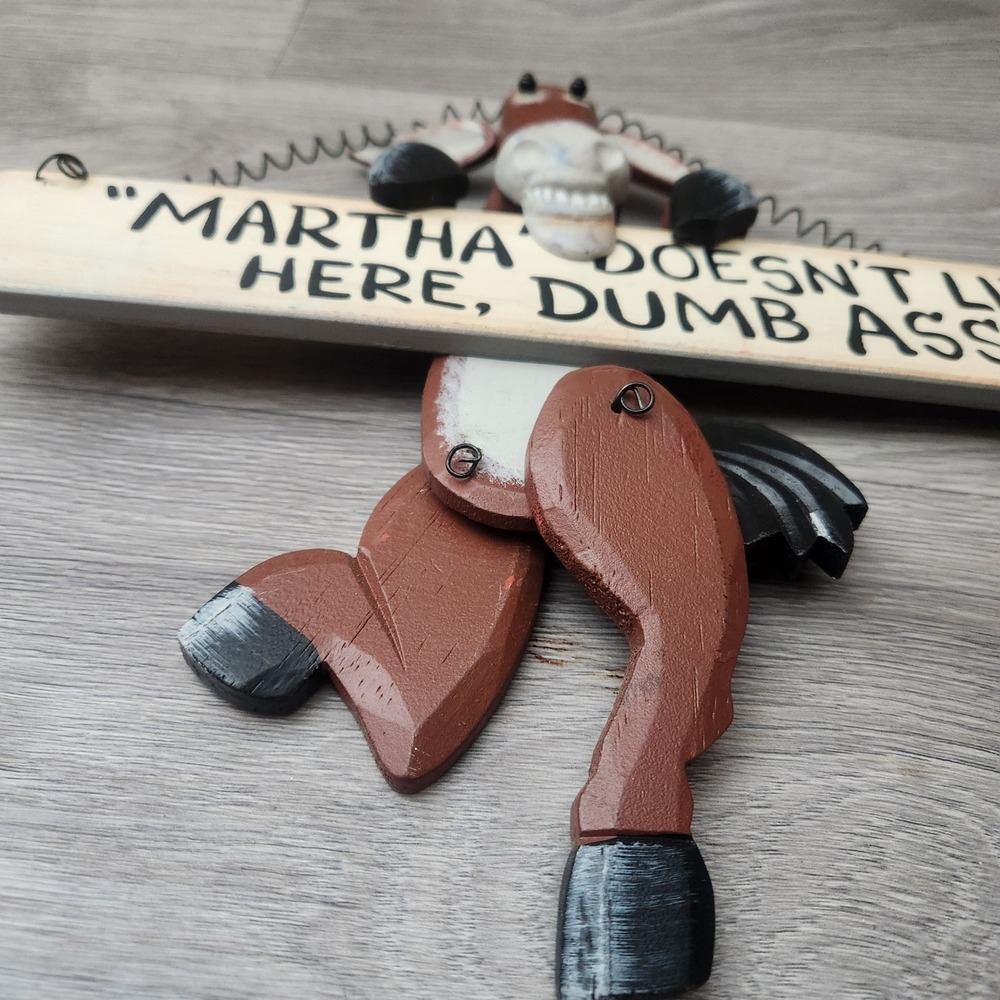 Martha Doesnt Live Here Dumb Ass‎ Funny Wooden Donkey Wall Hanging Sign Decor